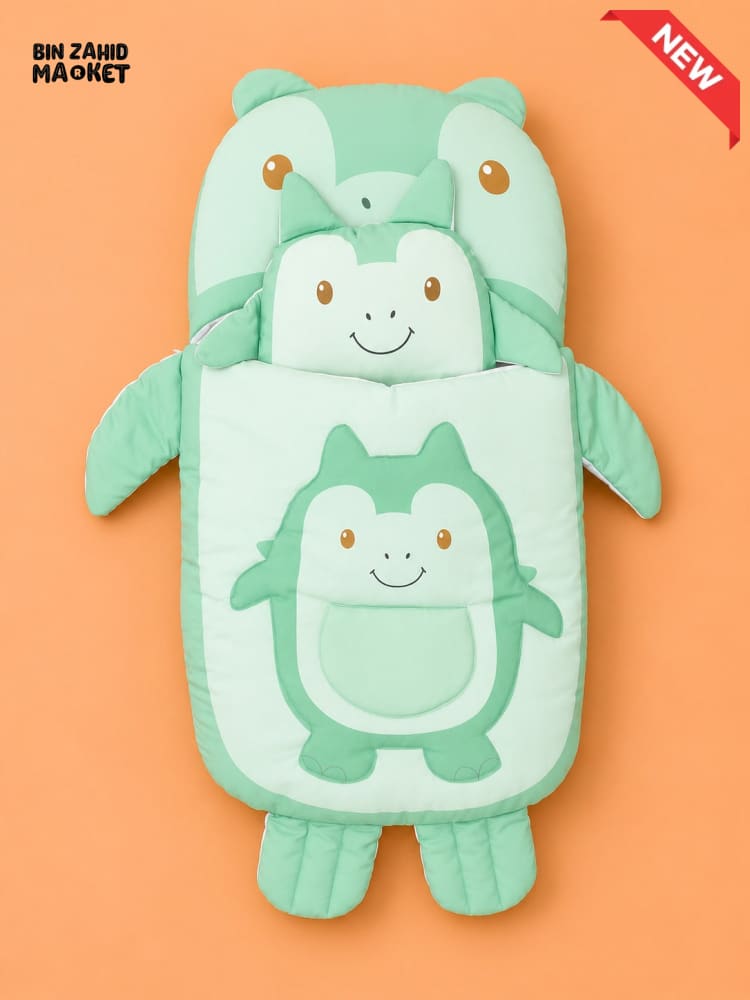 HAPPIMUMS CHARACTER CUDDLY CARRY NEST WITH PILLOW - GREEN RHINO