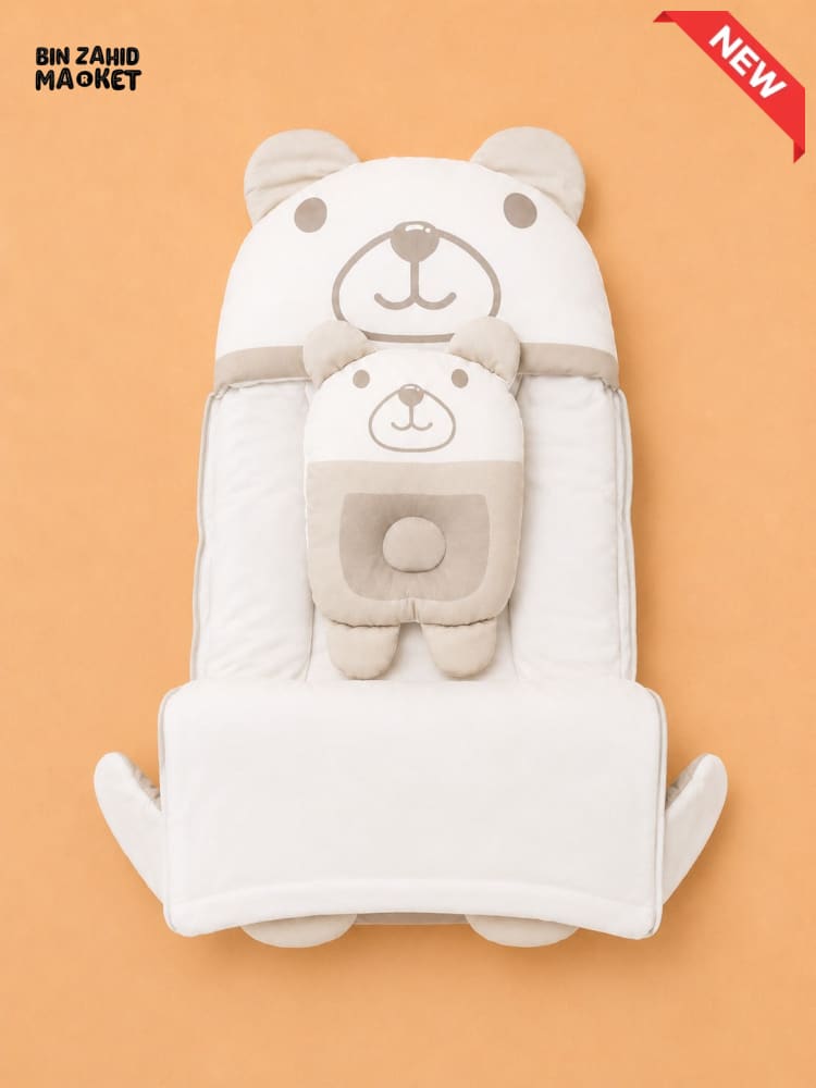 HAPPIMUMS CHARACTER CUDDLY CARRY NEST WITH PILLOW - MINK BEAR