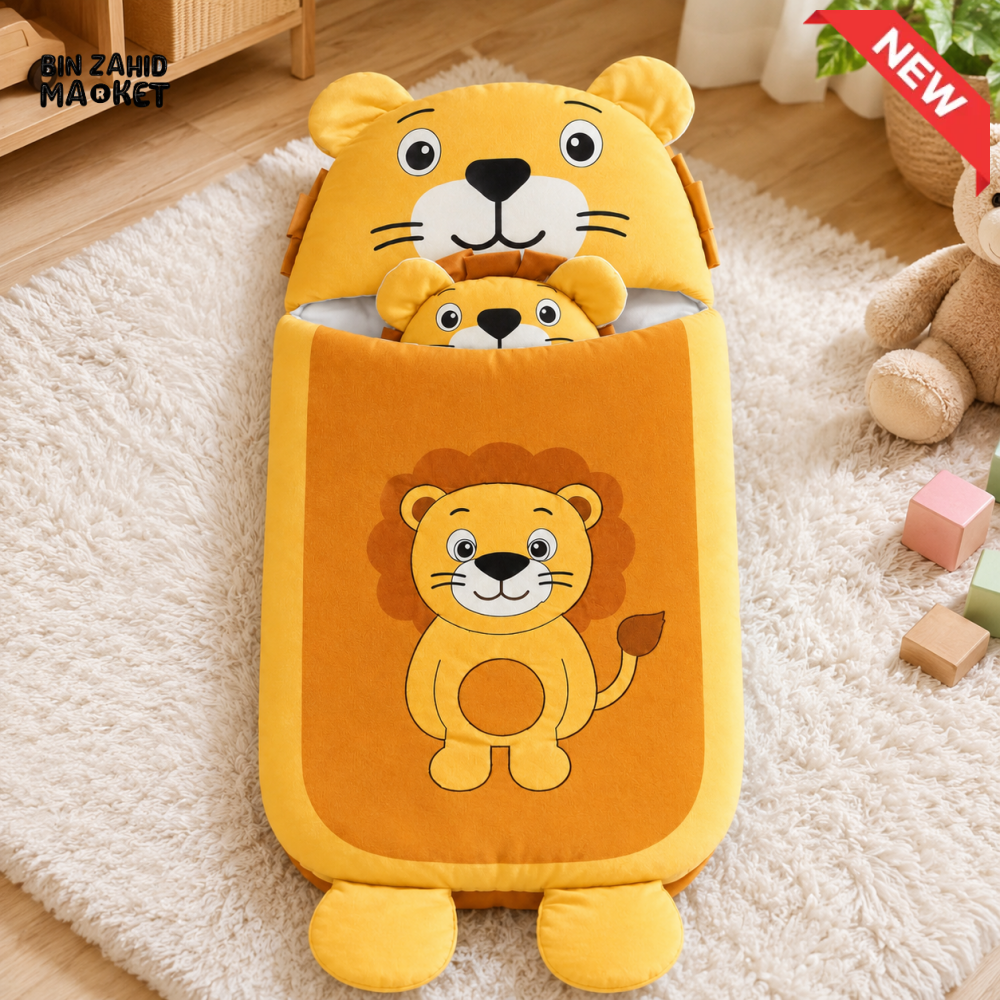 HAPPIMUMS CHARACTER CUDDLY CARRY NEST WITH PILLOW - YELLOW LION