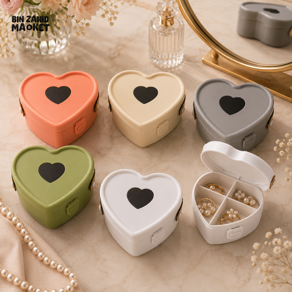 HEART SHAPE MINI JEWELRY STORAGE BOX | PORTABLE TRAVEL ORGANIZER