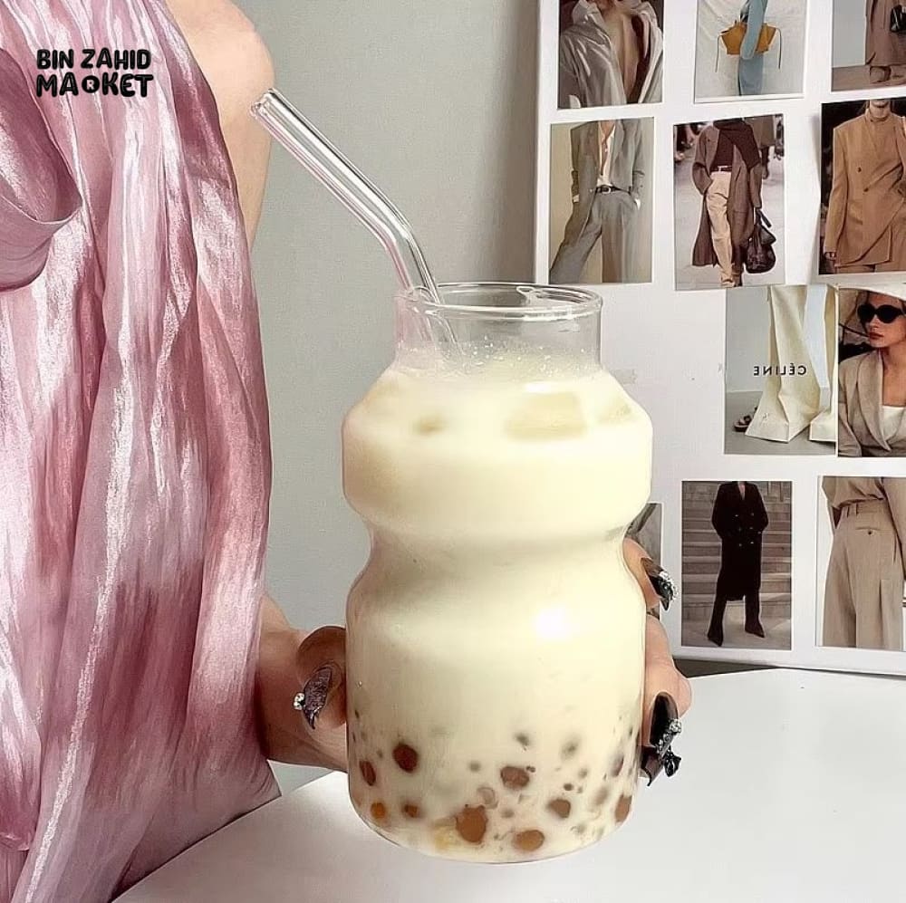 HEAT-RESISTANT GLASS CUP – ELEGANT DESIGN FOR COFFEE & ICED TEA