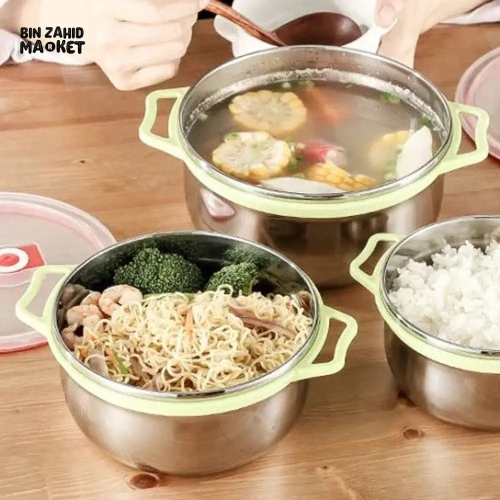 HEAVY-DUTY 3-PIECE STAINLESS STEEL FOOD CONTAINER SET – BPA-FREE LIDS