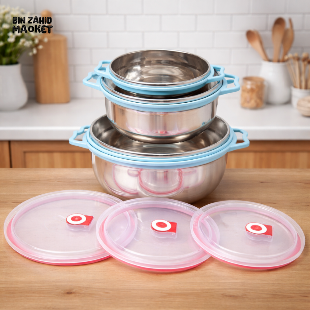 HEAVY-DUTY 3-PIECE STAINLESS STEEL FOOD CONTAINER SET – BPA-FREE LIDS