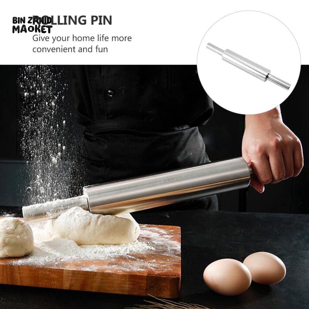 HEAVY DUTY STAINLESS STEEL ROLLING PIN – PERFECT FOR COOKIE & PASTRY DOUGH