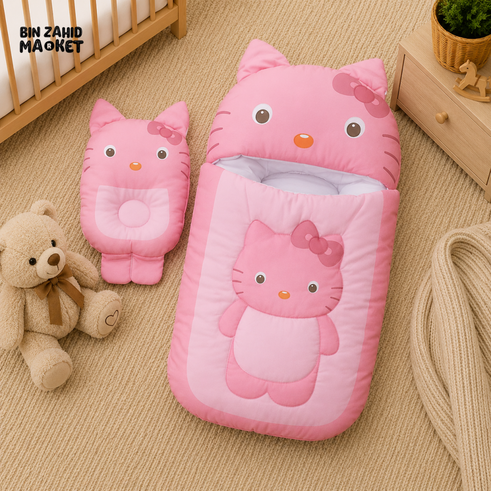 HELLO KITTY BABY SLEEPING BAG & PILLOW SET (PINK)
