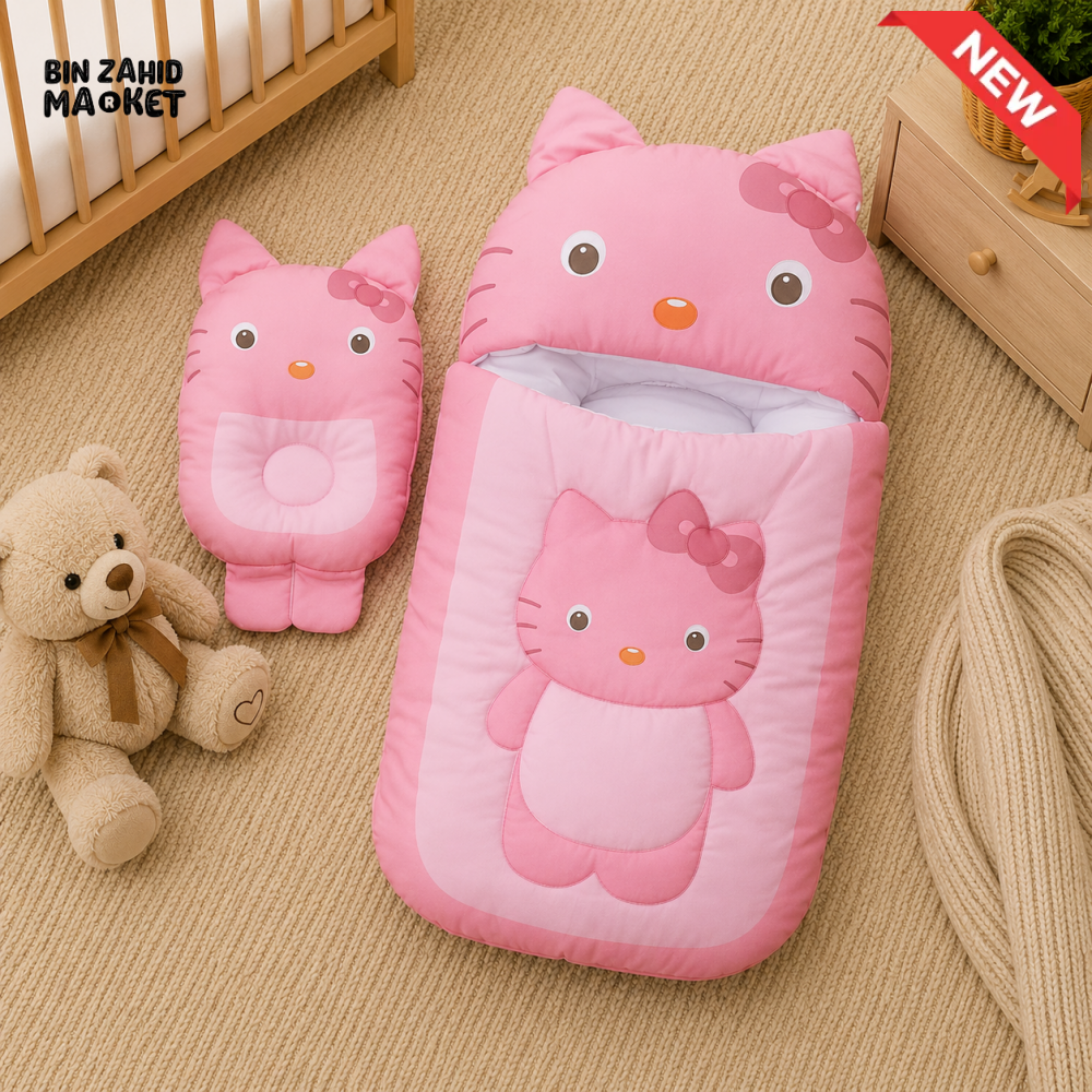 HELLO KITTY BABY SLEEPING BAG & PILLOW SET (PINK)