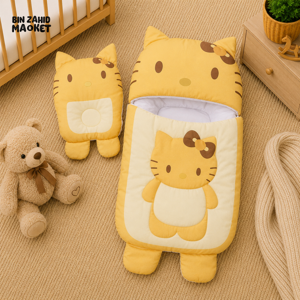 HELLO KITTY BABY SLEEPING BAG & PILLOW SET (YELLOW)