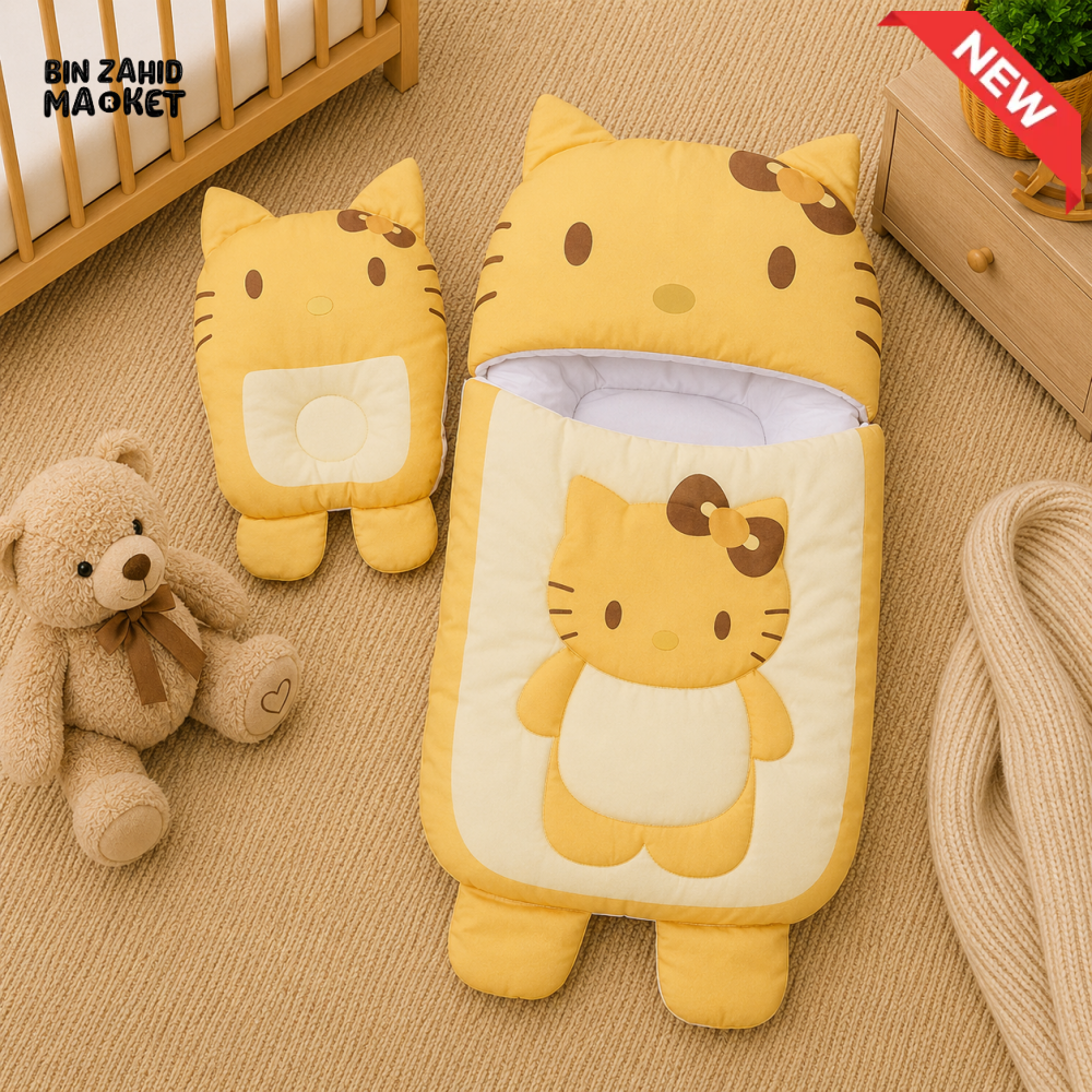 HELLO KITTY BABY SLEEPING BAG & PILLOW SET (YELLOW)