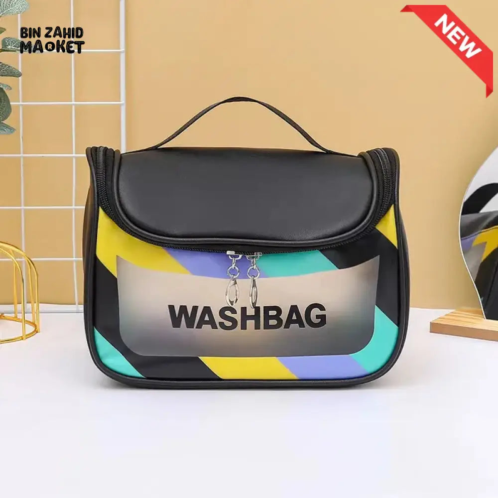 HIGH AESTHETIC TRANSPARENT TRAVEL MAKEUP TOILETRY BAG – LARGE CAPACITY WATERPROOF PORTABLE PU HANDHELD