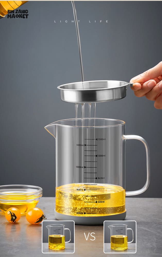 HIGH-TEMPERATURE RESISTANT GLASS OIL FILTER POT - 1500ML