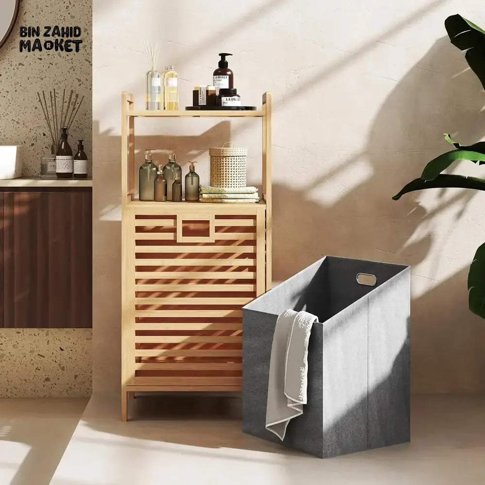 HOMDELUX BAMBOO LAUNDRY BASKET - 2-TIERS