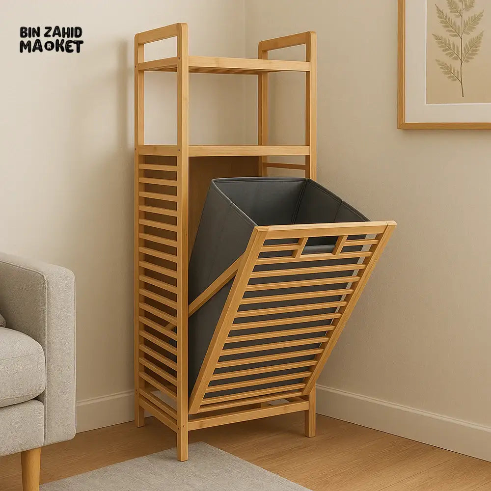HOMDELUX BAMBOO LAUNDRY BASKET - 2-TIERS