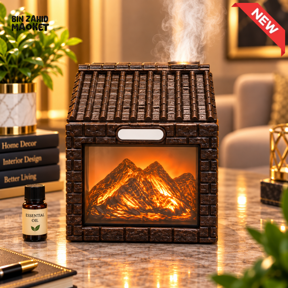 HOUSE FIREPLACE MIST DIFFUSER WITH LED LIGHT