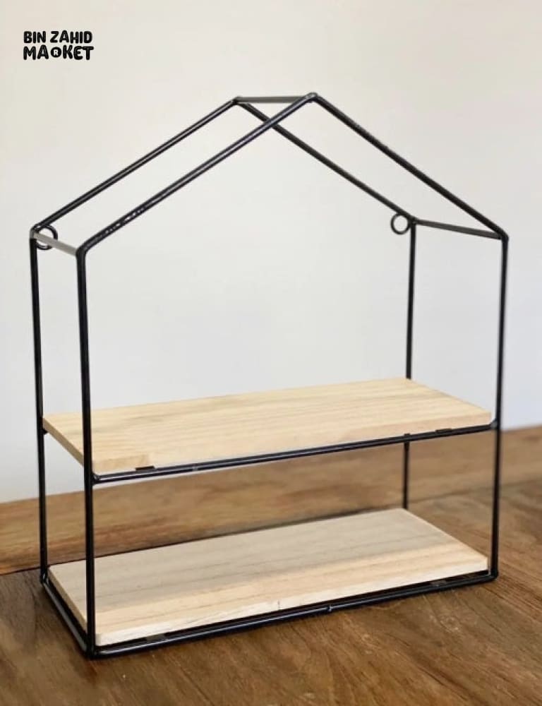 HUT-STYLE WALL SHELF - DOUBLE WOODEN LAYER STYLE