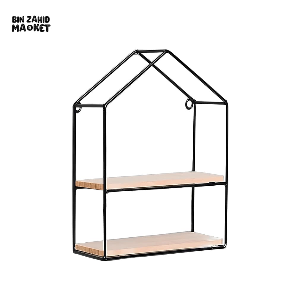 HUT-STYLE WALL SHELF - DOUBLE WOODEN LAYER STYLE