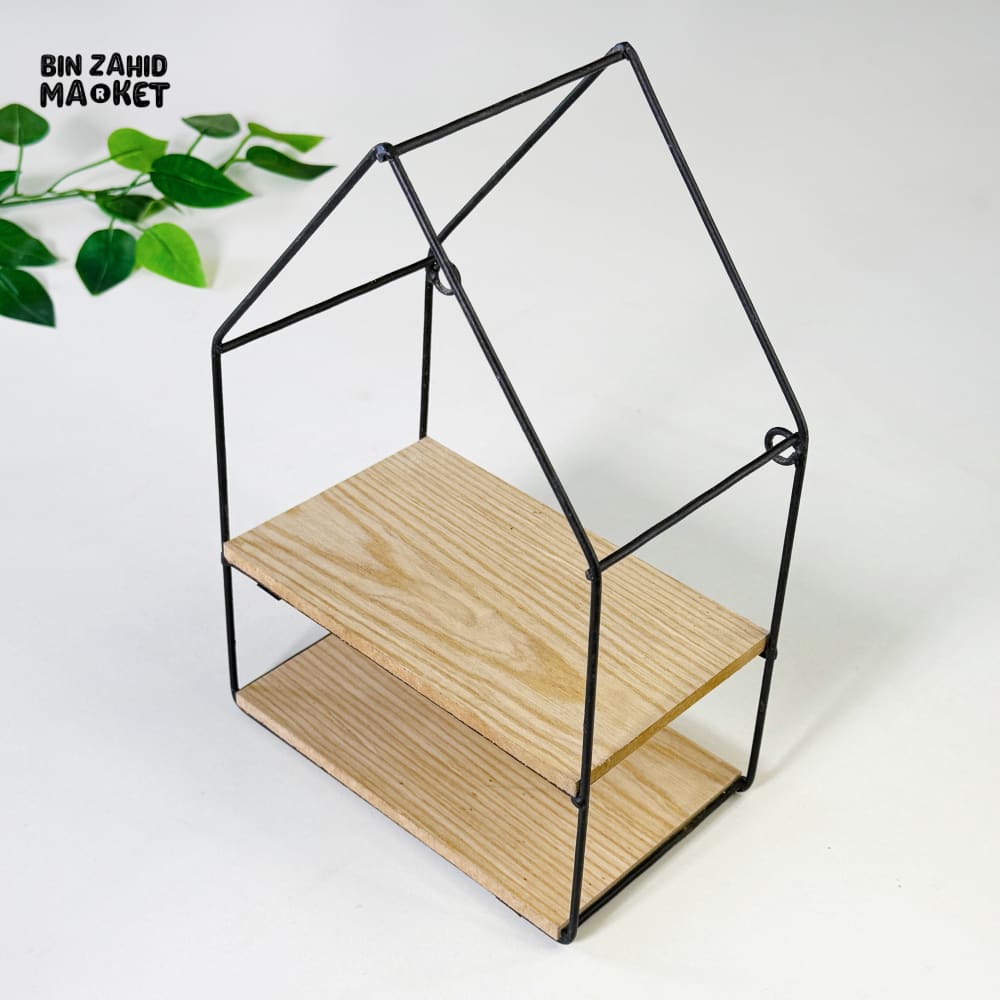 HUT-STYLE WALL SHELF - DOUBLE WOODEN LAYER STYLE