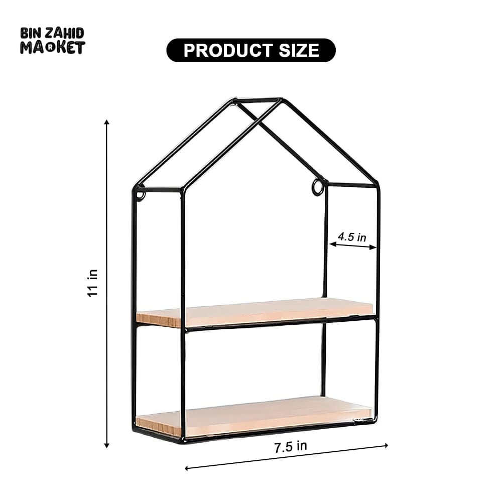 HUT-STYLE WALL SHELF - DOUBLE WOODEN LAYER STYLE