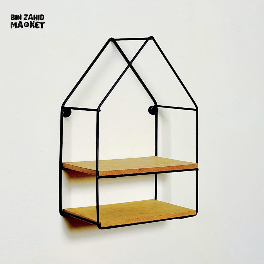 HUT-STYLE WALL SHELF - DOUBLE WOODEN LAYER STYLE