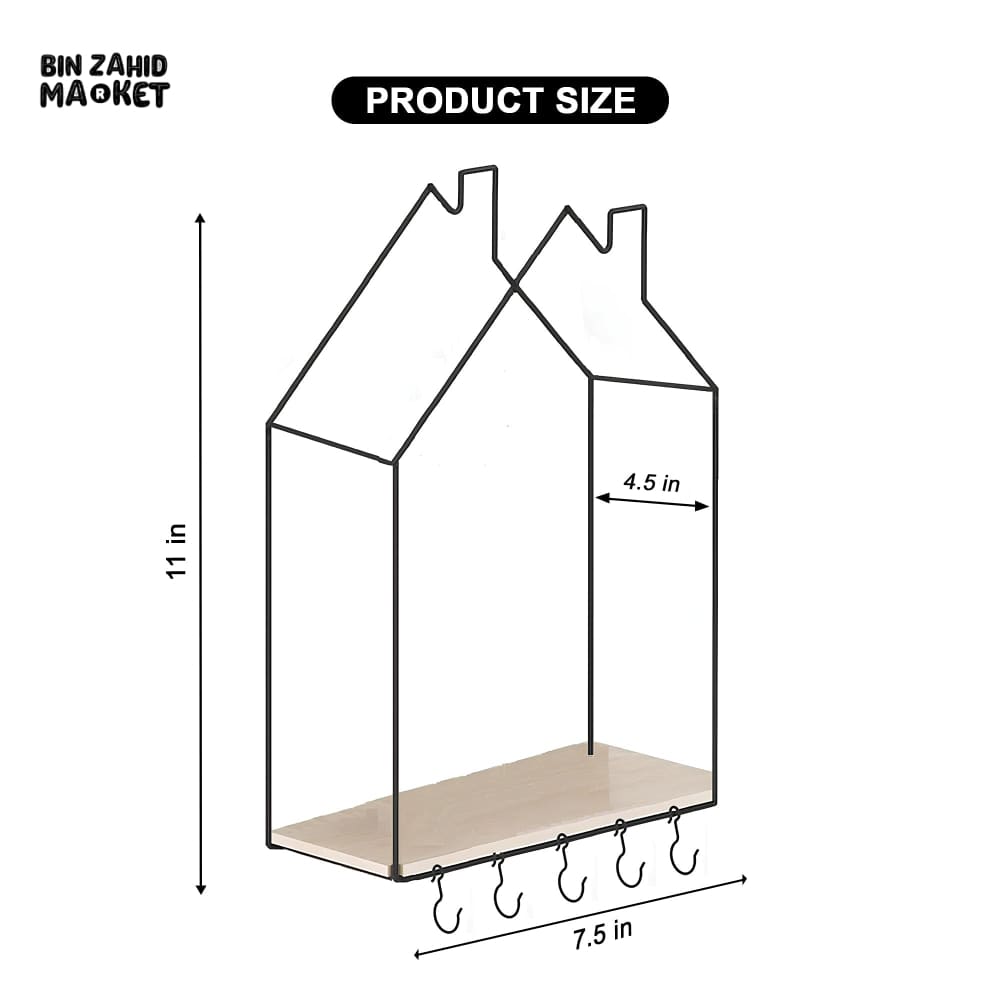 HUT-STYLE WALL SHELF - WITH HOOKS