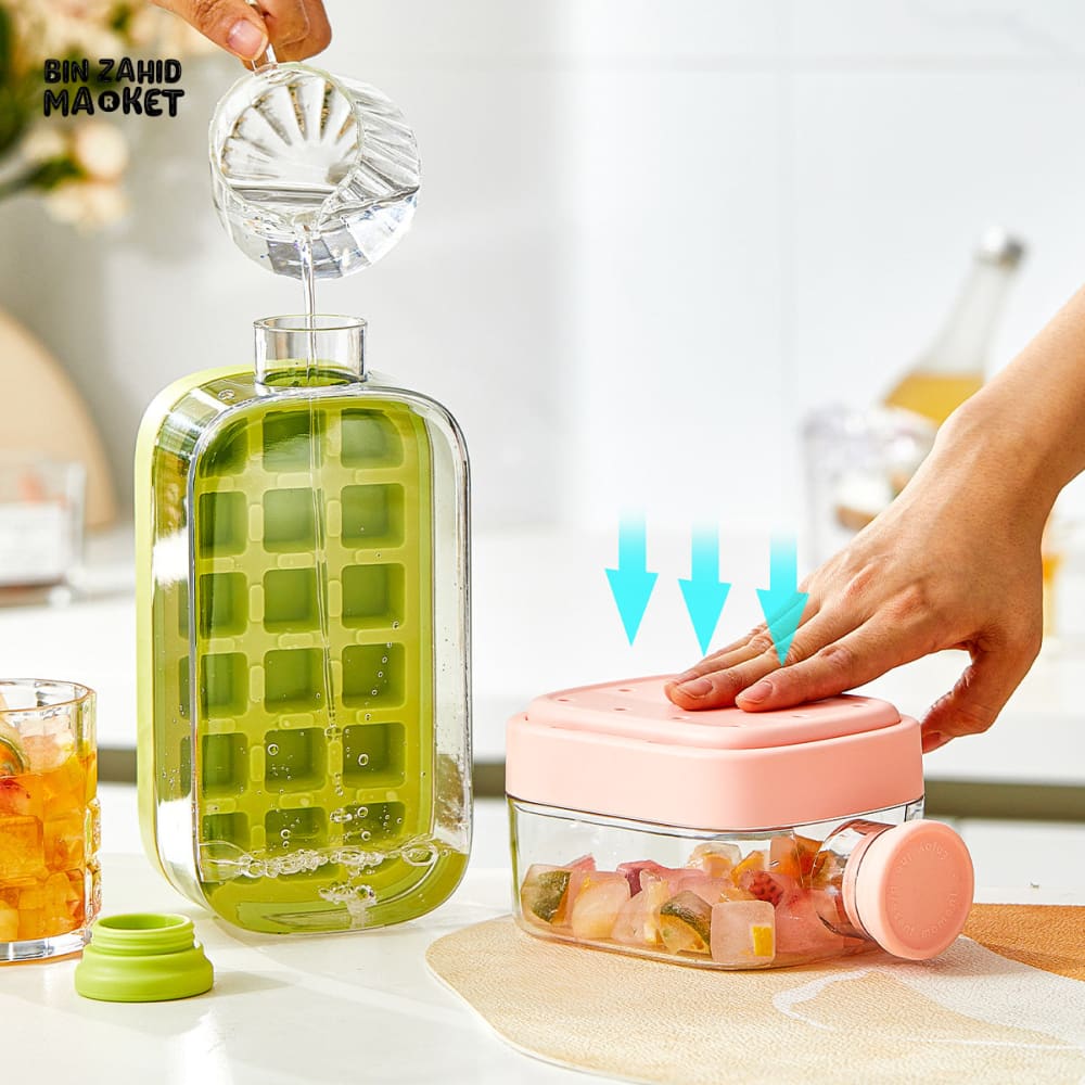 ICE CUBE MAKING BOTTLE – 2 IN 1 TOUCH-FREE WATER BOTTLE & COFFEE CUBE MOLD FOR COLD DRINKS AND JUICE