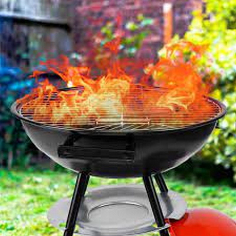 22 INCH BBQ CHARCOAL KETTLE GRILL WITH LID & WHEELS
