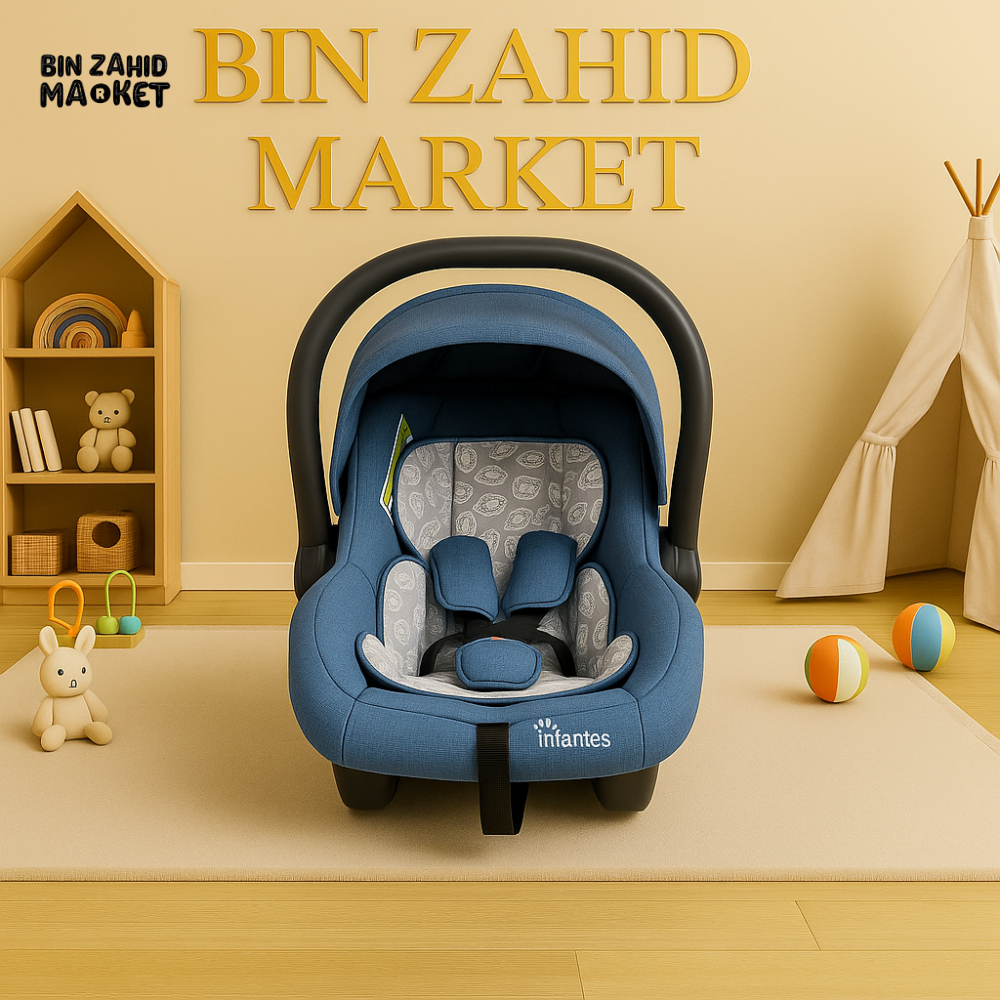 INFANTES BABY ROCKER CARRIER WITH HANDLE COMFORTABLE INFANT SEAT & HARNESS - BLUE