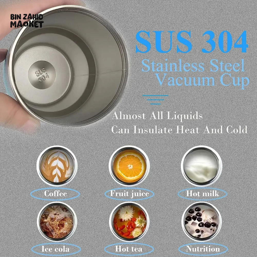 INSULATED STAINLESS STEEL TRAVEL CUP WITH STRAW LEAKPROOF THERMAL MUG & VACUUM COFFEE TUMBLER WITH COVER