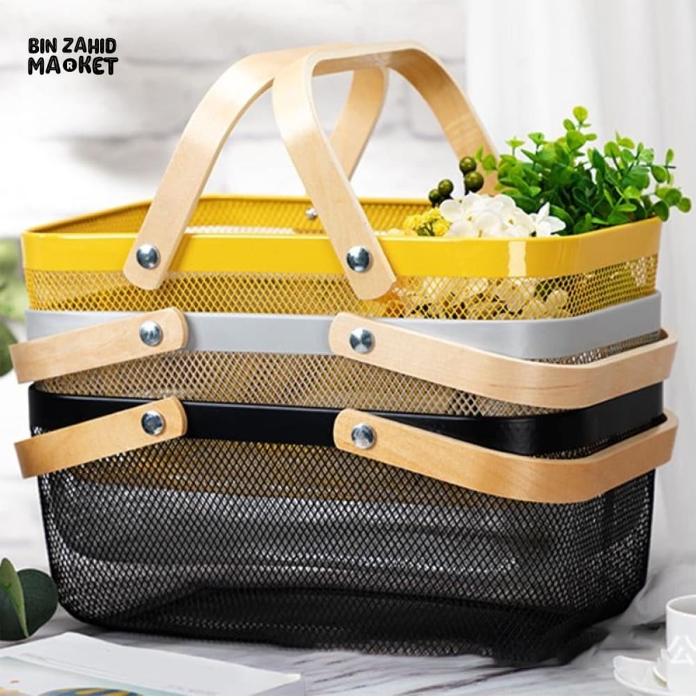 IRON WIRE FRUIT & VEGETABLE KITCHEN BASKET - RECTANGULAR SHAPE