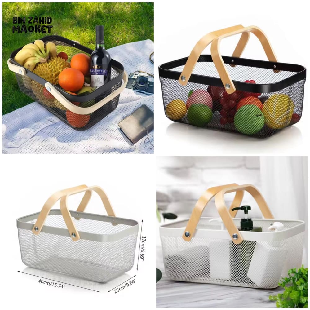 IRON WIRE FRUIT & VEGETABLE KITCHEN BASKET - RECTANGULAR SHAPE