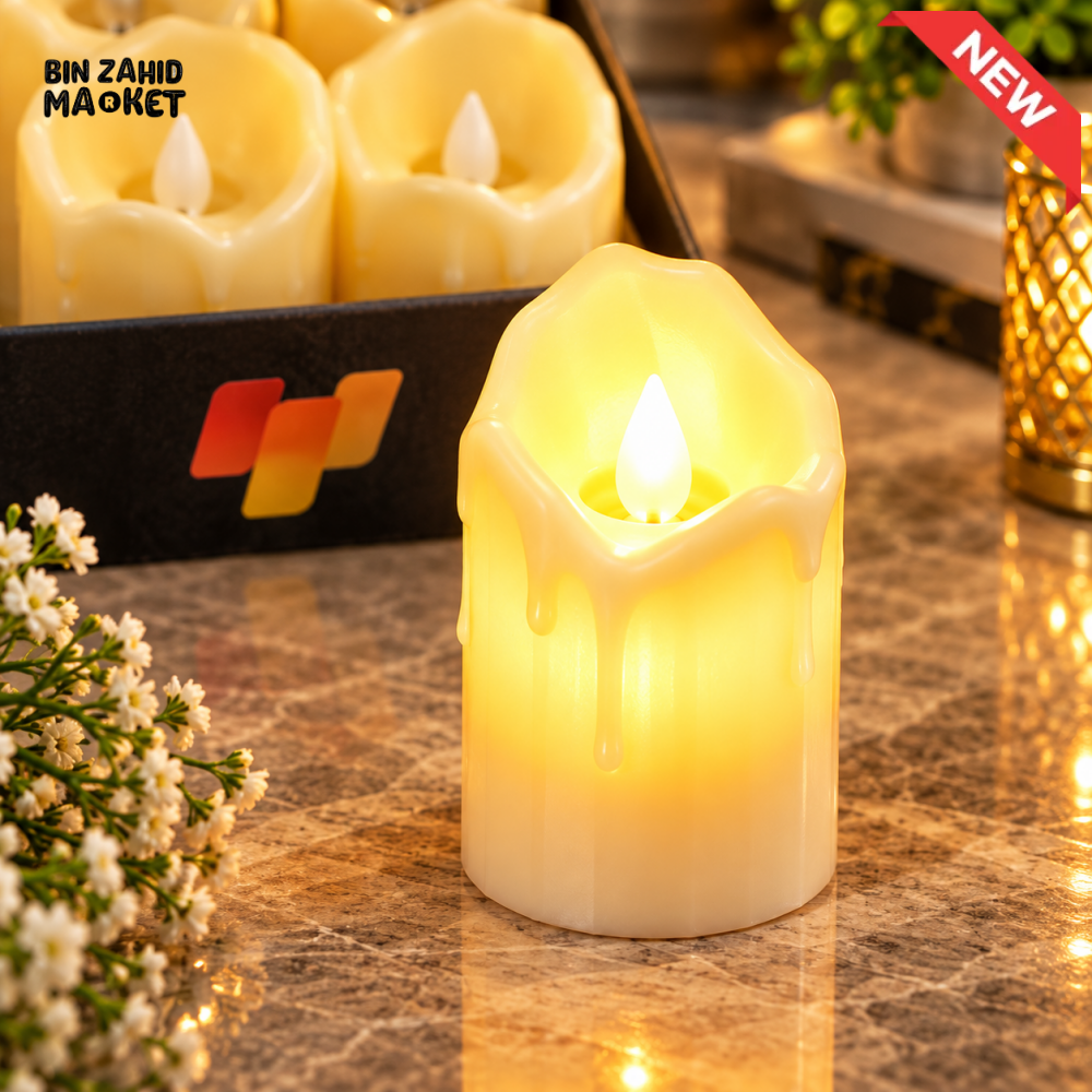 IVORY MELTED WAX DESIGN FLAMELESS LED PILLAR CANDLE