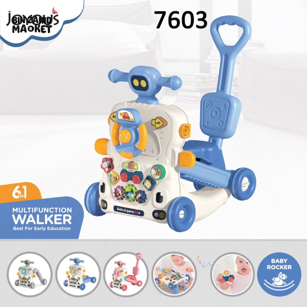 JOYOUS 6-IN-1 MULTIFUNCTIONAL WALKER BEST FOR EARLY EDUCATION & TODDLER DEVELOPMENT ACTIVITY CENTER WITH PLAY LEARN & WALK FUNCTIONS - BLUE