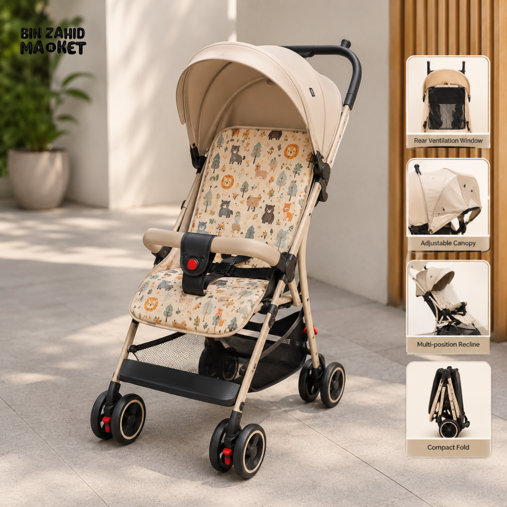 JOYOUS COMPACT BABY STROLLER - BEIGE