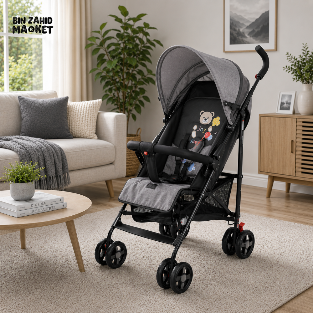 JOYOUS MULTIPOSITION BABY STROLLER WITH HANDLE - GREY