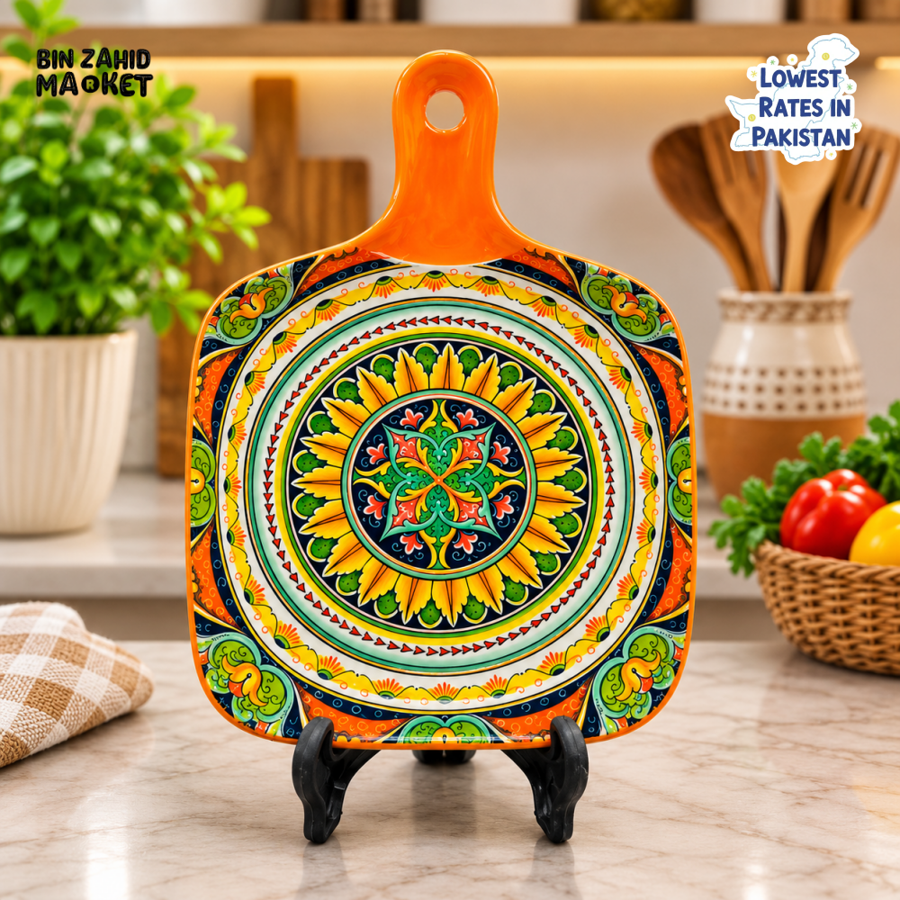 DECORATIVE CERAMIC SERVING BOARD - FLORAL DESIGN