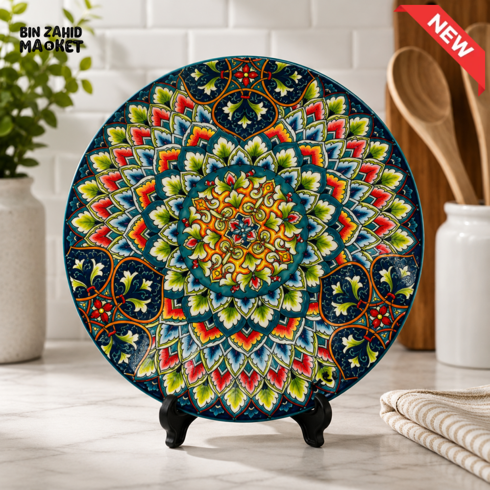 KASHGAR POTTERY DECORATIVE DINNER PLATE - 10 INCH