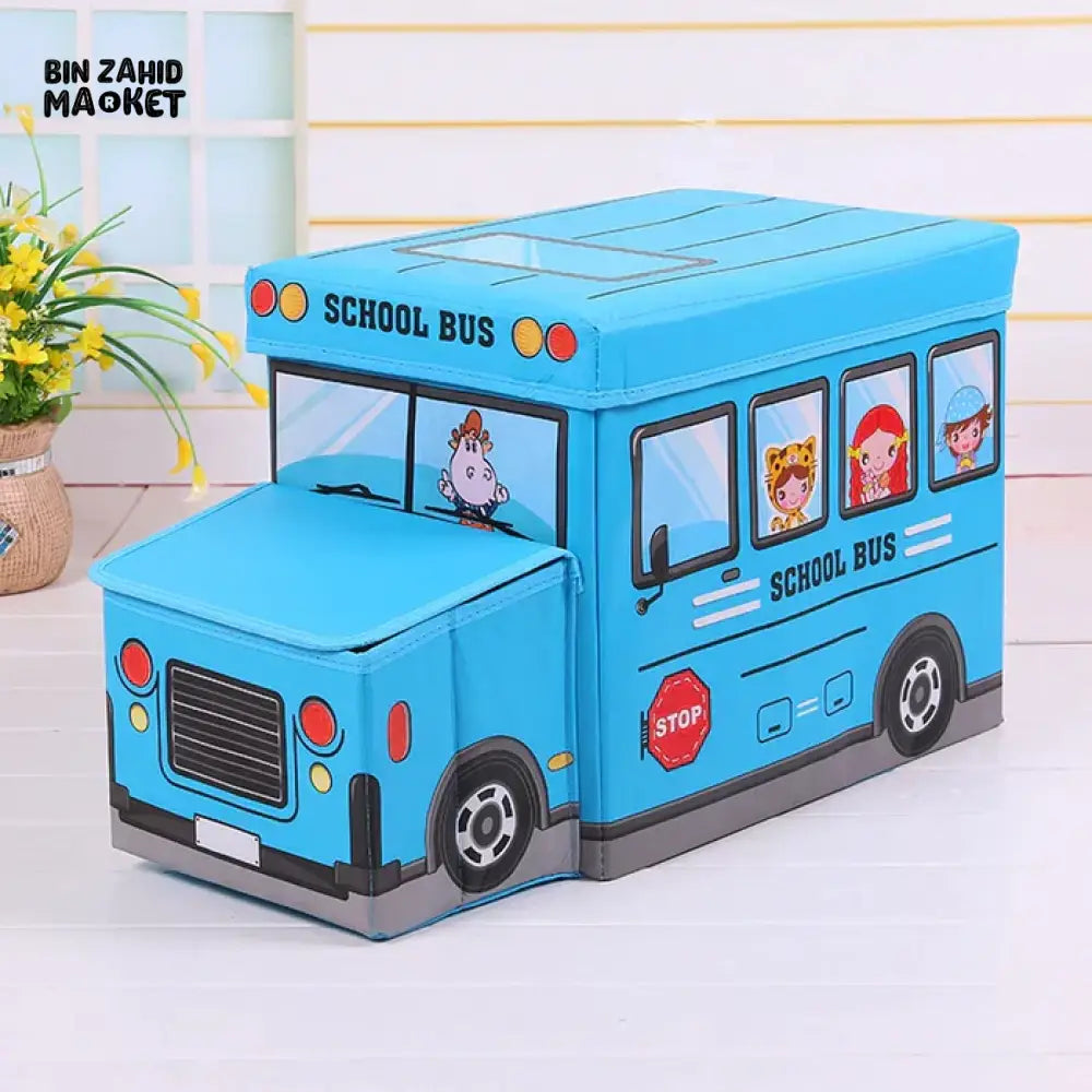 KIDS BUS ORGANIZER STORAGE BOX Blue