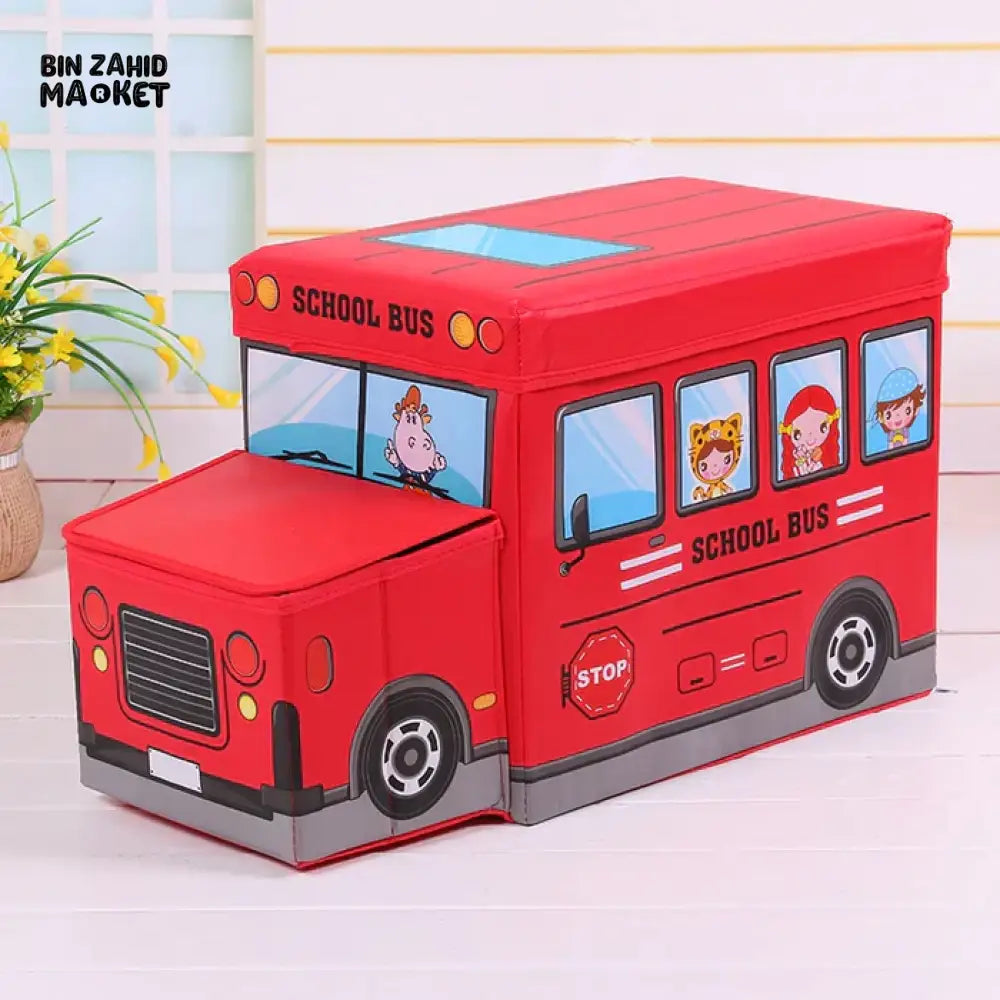 KIDS BUS ORGANIZER STORAGE BOX Red