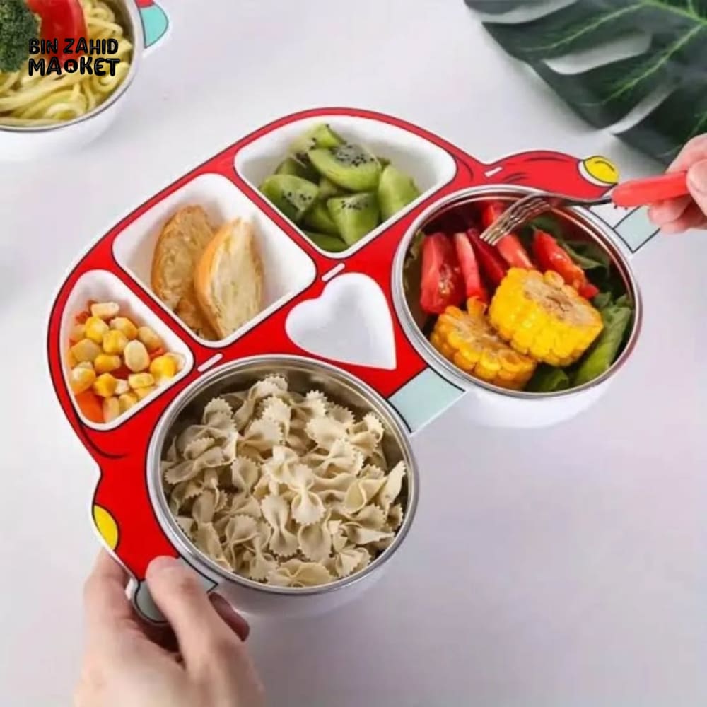 KIDS CAR-SHAPED BENTO LUNCH PLATE WITH COMPARTMENTS FUN & PRACTICAL MEAL TRAY FOR TODDLERS