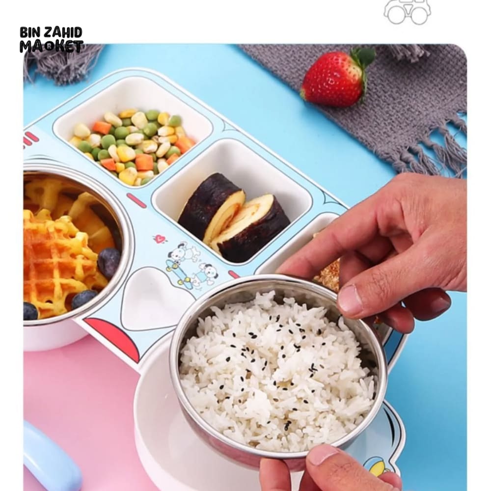 KIDS CAR-SHAPED BENTO LUNCH PLATE WITH COMPARTMENTS FUN & PRACTICAL MEAL TRAY FOR TODDLERS