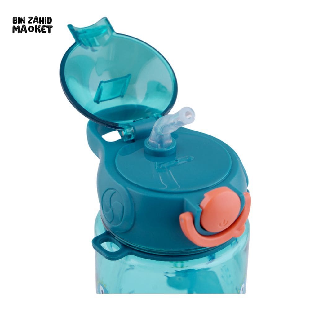 KIDS CARTOON FANCY WATER BOTTLE WITH CAP LOCK & HANDLE GREEN SB-07 600ML