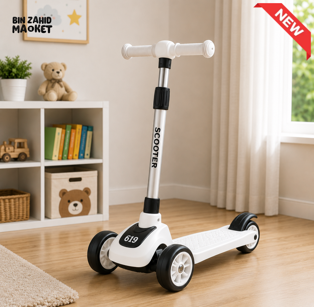 KIDS ELECTRIC STYLE FOLDABLE SCOOTER WITH LED WHEELS - WHITE