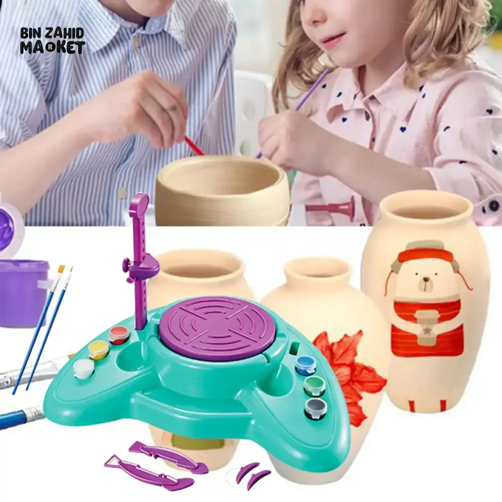 KIDS POTTERY WORKSHOP ELECTRIC CLAY MACHINE WITH USB CHARGING DIY HANDMADE CLAY ARTS & CRAFTS SET