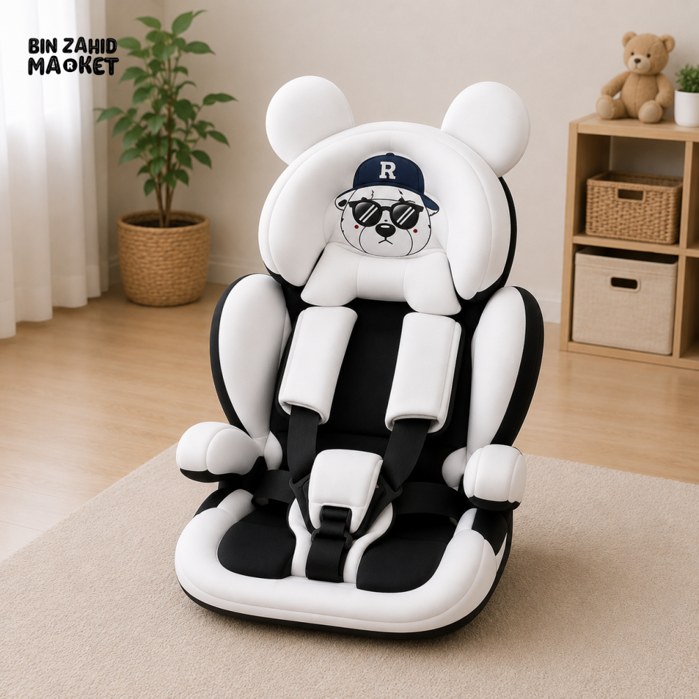 KIDS SAFETY BOOSTER CAR SEAT - WHITE