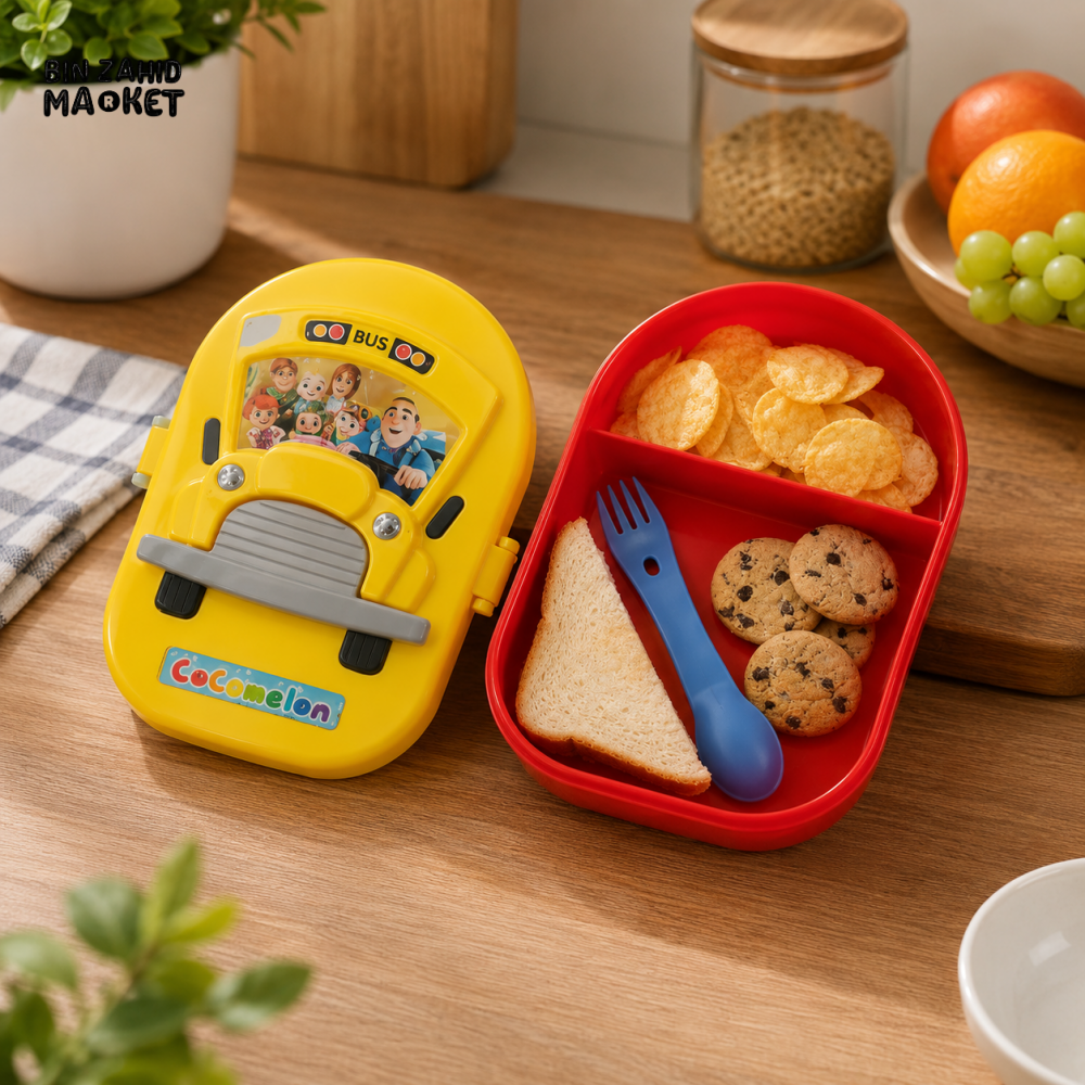 KIDS SCHOOL BUS LUNCH BOX WITH COMPARTMENTS
