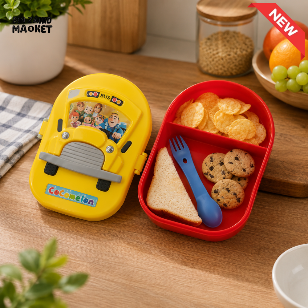 KIDS SCHOOL BUS LUNCH BOX WITH COMPARTMENTS