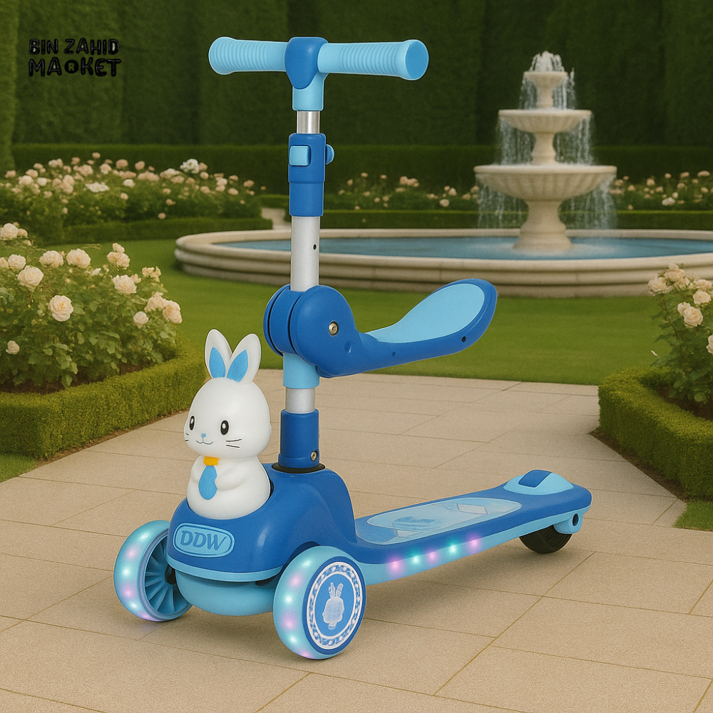 KIDS SCOOTER WITH ROBOT DESIGN OUTDOOR RIDE-ON TOY FOR TODDLERS - BLUE