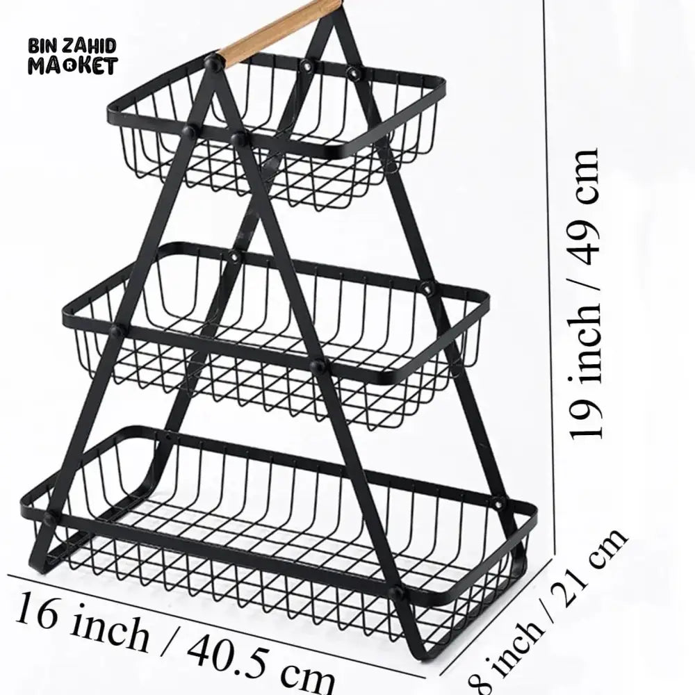 KITCHEN 3-TIERS COUNTER TOP FRUITS & VEGETABLES BASKET