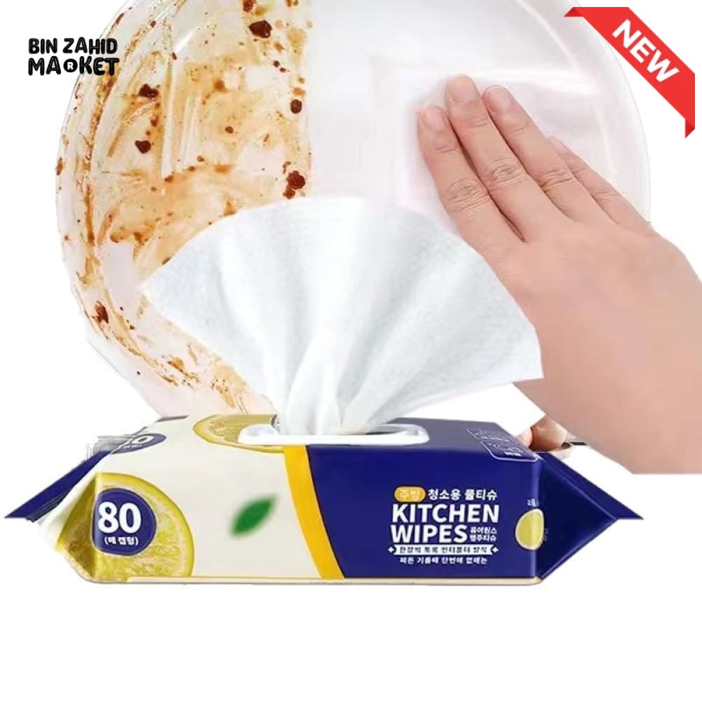 KITCHEN CLEANING WIPES 80 PIECES – UPGRADED OIL REMOVAL WET WIPES THICKENED DISPOSABLE HOUSEHOLD PACK