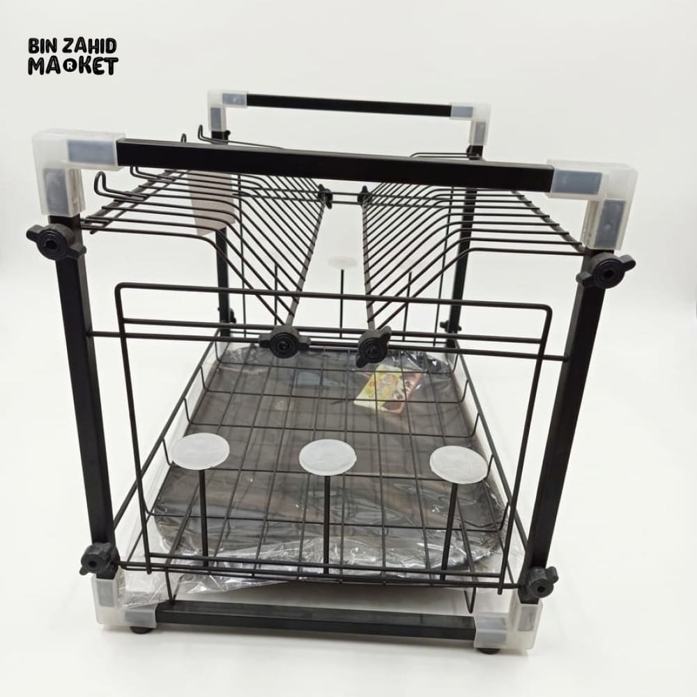 KITCHEN DISH DRYING METAL RACK WITH DRAIN TRAY - 2-TIER