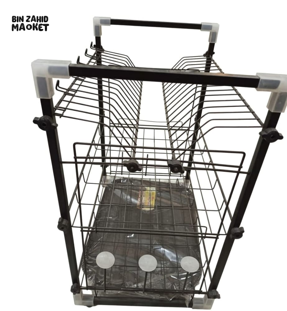 KITCHEN DISH DRYING METAL RACK WITH DRAIN TRAY - 3-TIER